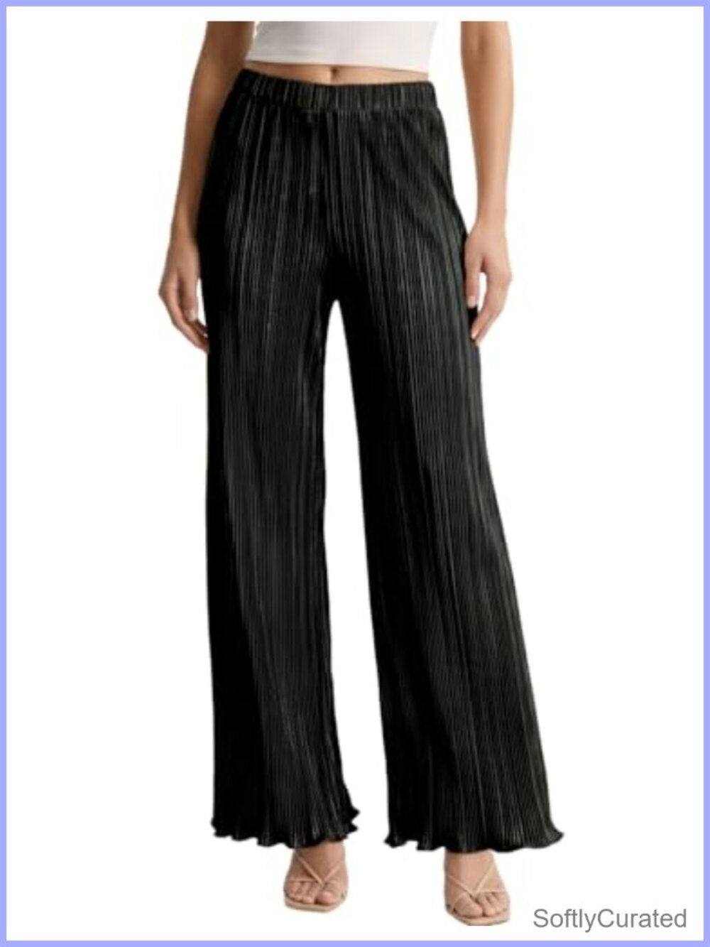 Womens Flowy Pleated Wide Leg Palazzo Work Pants
